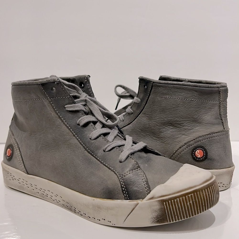 Softinos by Fly London “Kip” High Top Grey Leather‎ Sneaker Shoes Size 40